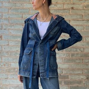 AG Denim Jacket The Pelican Adriano Goldschmied Cargo Jean Anorak Hooded Coat